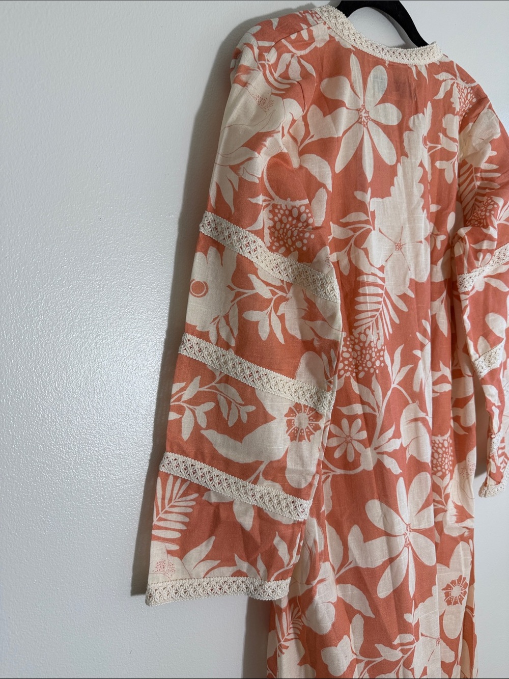 Kahora Palm Beach Bardot Dress – Joy Salmon Floral Cotton Maxi - Picture 5 of 8